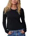 Buck Mason Pima Long Sleeve Boxy Crewneck Tee In Black