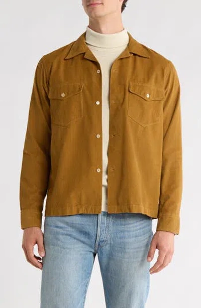 Buck Mason Pinwale Corduroy Button-up Shirt In Brown