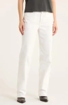 Buck Mason Rider High Waist Straight Leg Twill Jeans In White
