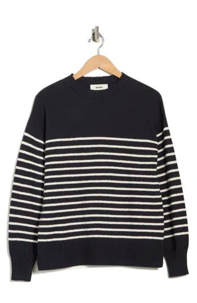 Buck Mason Seafarer Stripe Cotton Sweater In Blue
