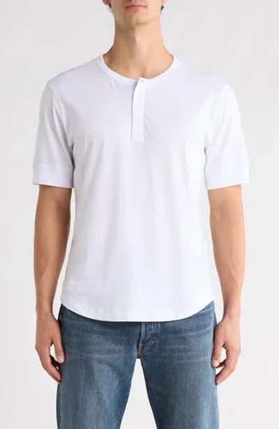 Buck Mason Short Sleeve Curve Hem Pima Cotton Henley In White