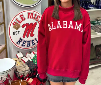 Bucketlist Alabama Mockneck Sweatshirt In Crimson In Red