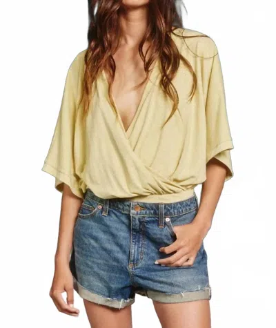 Bucketlist Andy V Neck Tee Bodysuit In Banana In Yellow
