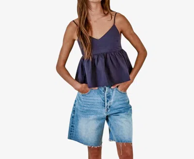 Bucketlist Babydoll Cami Top In Dark Navy In Blue
