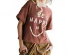 Bucketlist Be Happy Graphic Tee In Brown/taupe In Brown