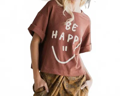 Bucketlist Be Happy Graphic Tee In Brown/taupe