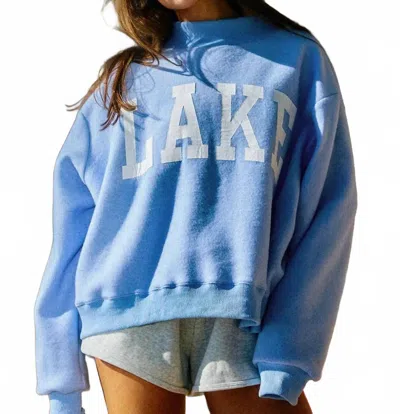 Bucketlist Beach & Lake Reversible Mock-neck Crop Sweatshirt In Blue