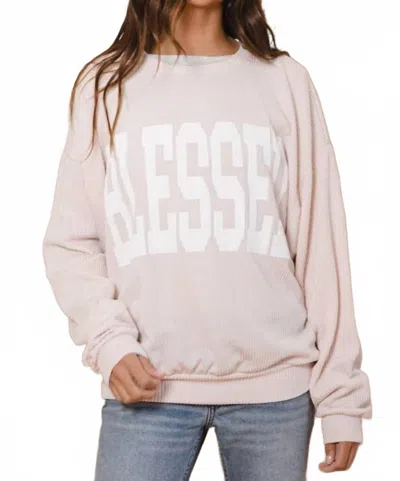 Bucketlist Blessed Graphic Sweatshirt In Cream In White