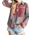 Bucketlist Boho Bandana Print Shirt In Multi In Multi