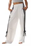 Bucketlist Bow Detail Track Pant In White In White