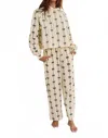 Bucketlist Bow Print Terry Cropped Pullover Hoodie In Cream In Neutral