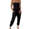 Bucketlist Bowie Strapless Jumpsuit In Black In Black