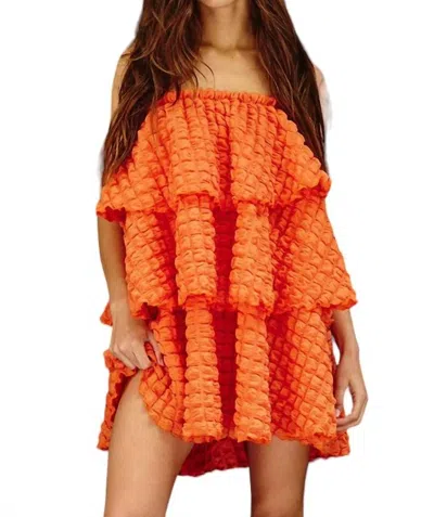 Bucketlist Bubble Tiered Dress Or Top In Orange