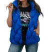 Bucketlist Button Woven Puffer Vest In Royal Blue In Blue