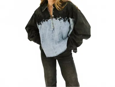 Bucketlist Colby Denim Pullover Top In Black