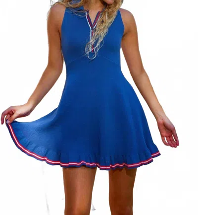 Bucketlist Collared Contrast Stripe Dress In Navy In Multi