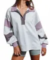 Bucketlist Color Block Pullover Sweatshirt In Ash Grey/orchid In Multi