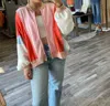 Bucketlist Colorblock Zip Up Jacket In Pink/orange/blue