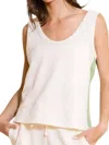 Bucketlist Contrast Stripe Tank Top In Cream/sage In Multi