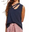 Bucketlist Cross Strap Tank In Navy