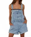 Bucketlist Dora Rolled Hemlines Denim Overalls In Blue In Blue