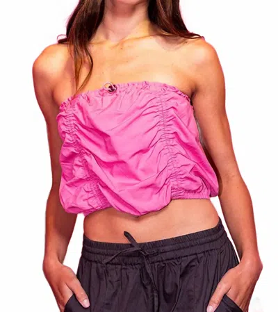Bucketlist Elastic Tunnel Tube Top Strapless Crop In Pink