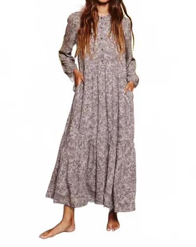 Bucketlist Floral Print Tiered Midi Dress In Camel In Brown
