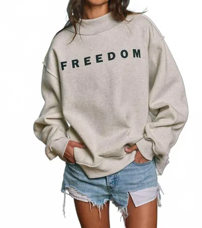 Bucketlist Freedom Legacy Print Reversible Mock Neck Sweatshirt In Grey In Gray