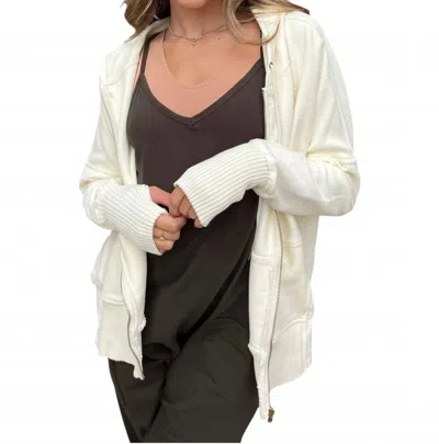 Bucketlist French Terry Oversized Hoodie In Cream In White