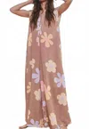 Bucketlist Groovy Bloom Jumpsuit In Brown In Brown
