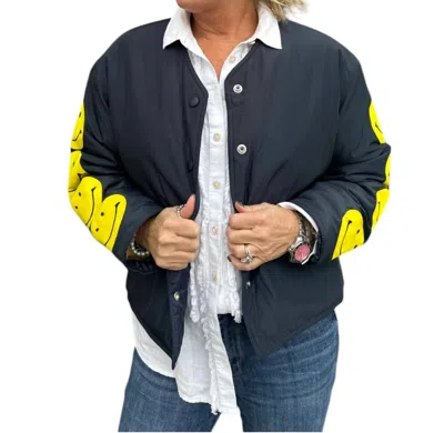 Bucketlist Happy Days Puffer Jacket In Navy In Blue