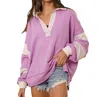 Bucketlist Harvard Weekender Sweatshirt In Lavender And Cream In Multi