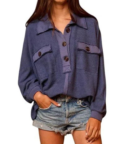 Bucketlist Haute Ember Pullover Sweater In Navy Blue In Purple