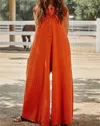 Bucketlist Heidi Wide Leg Jumpsuit In Rust In Orange