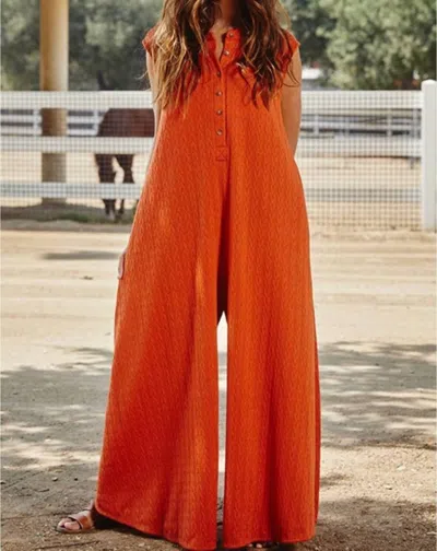Bucketlist Heidi Wide Leg Jumpsuit In Rust In Orange
