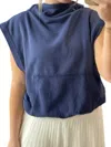Bucketlist Hooded Muscle Pullover Top In Blue In Blue