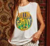 BUCKETLIST KIMMY SLEEVELESS GRAPHIC TEE IN WHITE