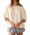 Bucketlist Stripe Banded Sleeve Top In Cream In Neutral