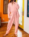 Bucketlist Linen Button Up Jumpsuit In Salmon In Pink