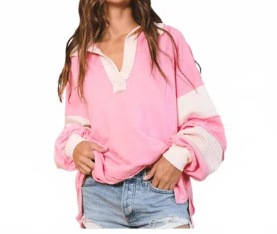 Bucketlist Lola Oversized Sweatshirt In Cream/pink