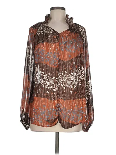Pre-owned Bucketlist Long Sleeve Blouse In Brown