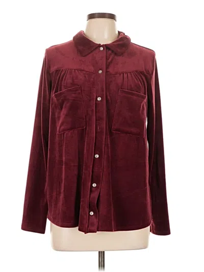 Pre-owned Bucketlist Long Sleeve Blouse In Burgundy