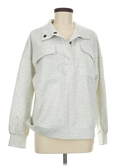 Pre-owned Bucketlist Long Sleeve Top Gray Collared Neckline Tops