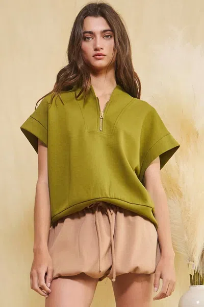 Bucketlist Modern Motion Half-zip Top In Olive Moss In Green