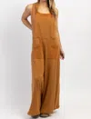 Bucketlist Moxie Relaxed Cotton Jumpsuit In Rust In Yellow