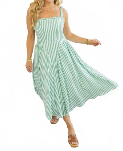 Bucketlist Nellie Striped Midi Dress In Green