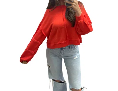Bucketlist On Repeat Cropped Sweatshirt In Mineral Red