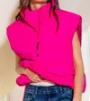 Bucketlist Oversized Pullover Puffer Vest In Neon Pink