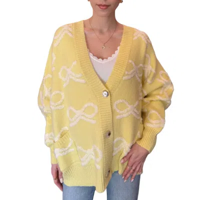 Bucketlist Oversized Ribbon Cardigan In Butter Yellow