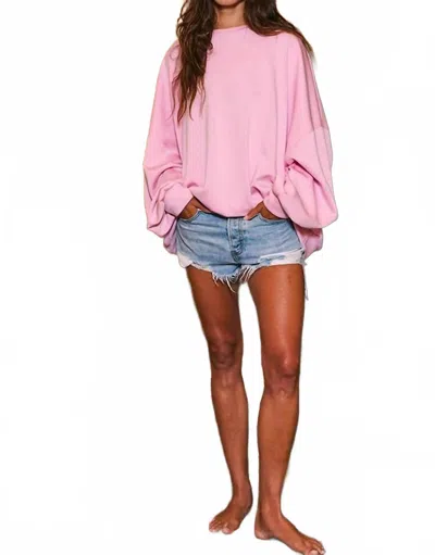 Bucketlist Oversized Soft Scuba Sweatshirt In Bubble Gum Pink